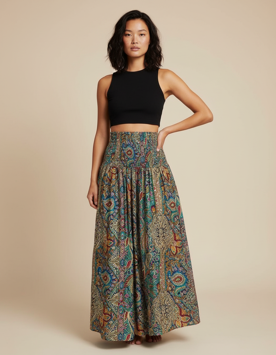 Jupe Longue Imprimé Fleuri Bohème