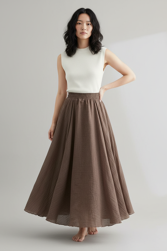 Jupe Trapèze Longue Taille Haute