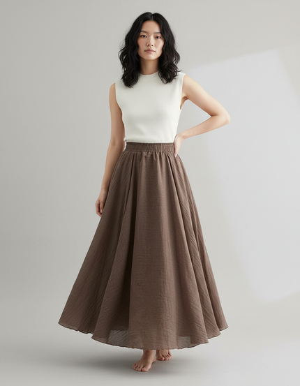 Jupe Trapèze Longue Taille Haute