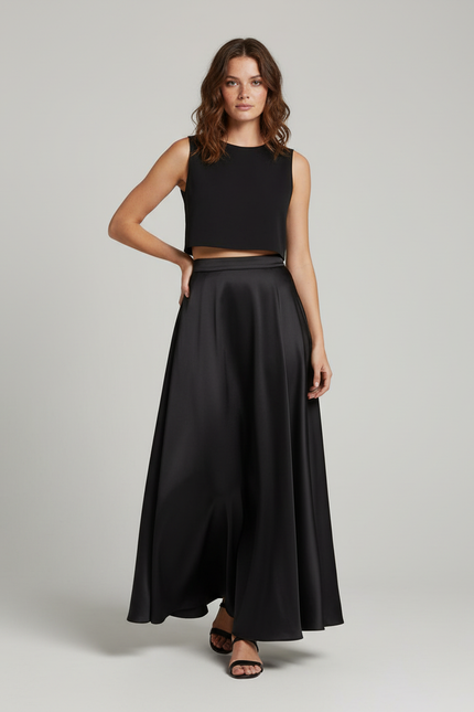 Jupe Longue Satinée Fluide Élégante Chic