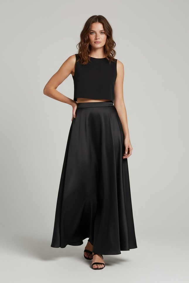 Jupe Longue Satinée Fluide Élégante Chic