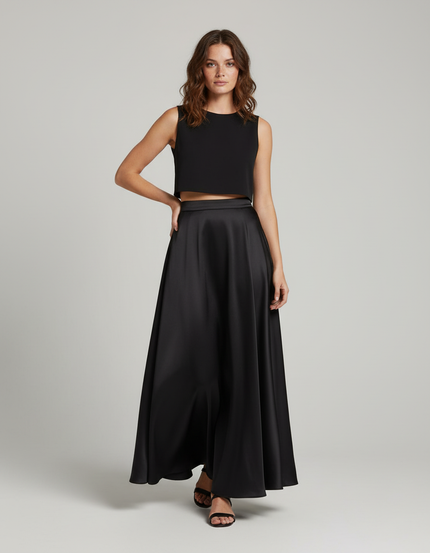 Jupe Longue Satinée Fluide Élégante Chic