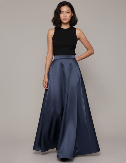 Jupe Longue Satinée Fluide Élégante Femme