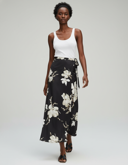 Jupe Longue Portefeuille Fleurie Fluide