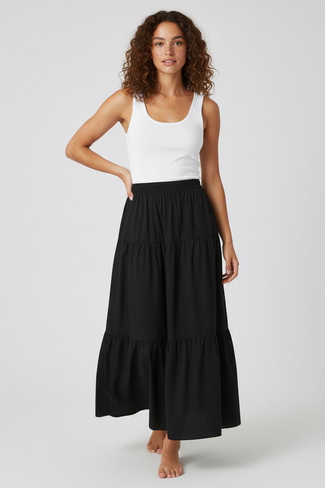 Jupe Longue Noire Fluide Bohème