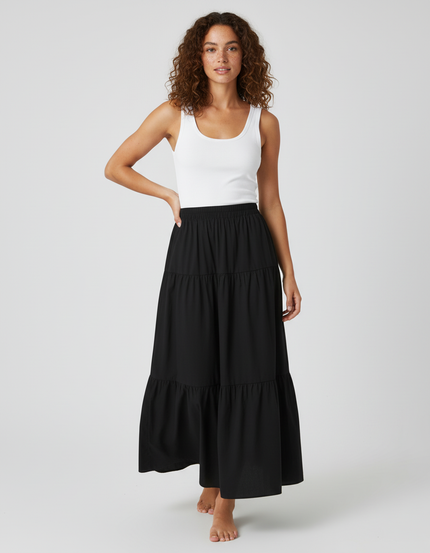Jupe Longue Noire Fluide Bohème