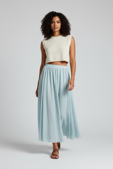 Jupe Longue Bleu Clair Fluide Bohème