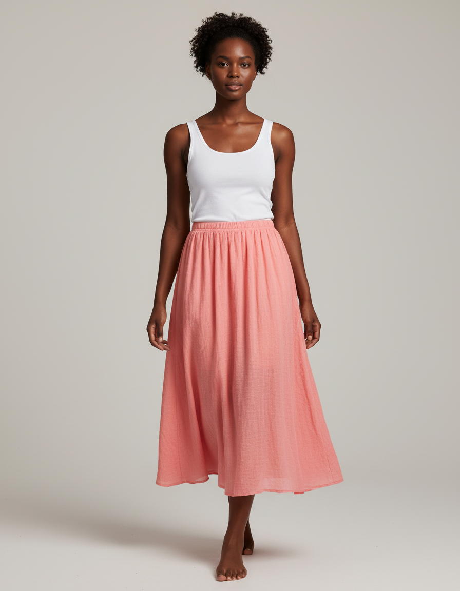 Jupe Longue Corail Lin Bohème