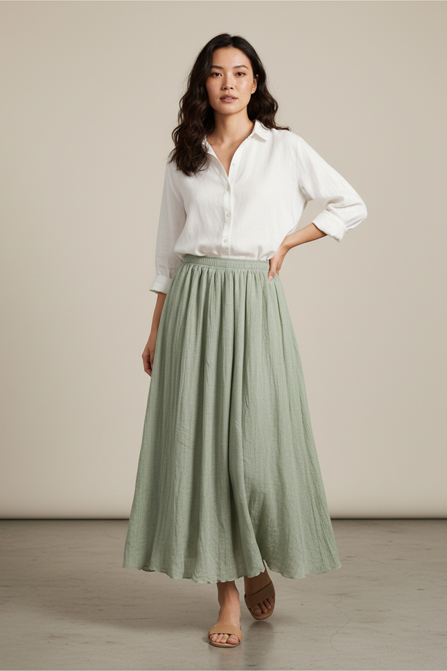 Jupe Longue Coton Lin Bohème Fluide