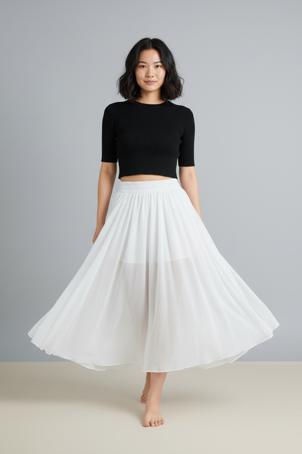 Jupe Longue Mousseline Blanche