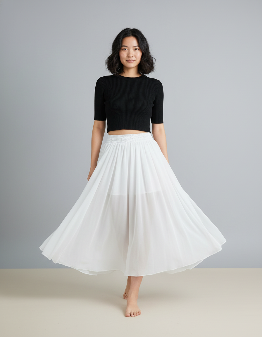 Jupe Longue Mousseline Blanche