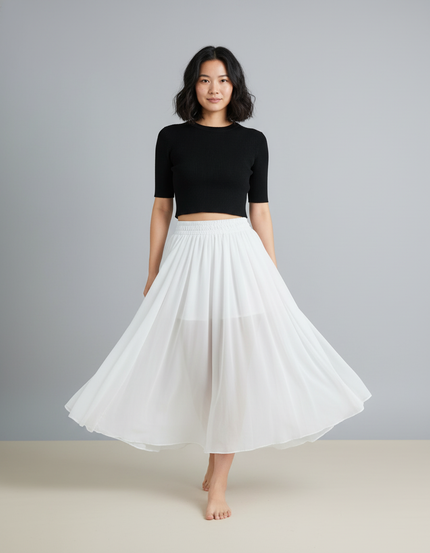 Jupe Longue Mousseline Blanche