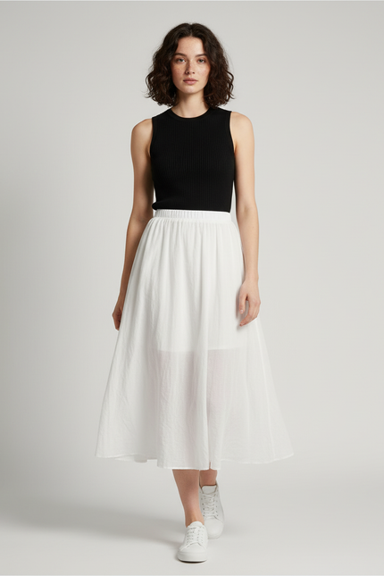Jupe Longue Blanche Coton Fluide