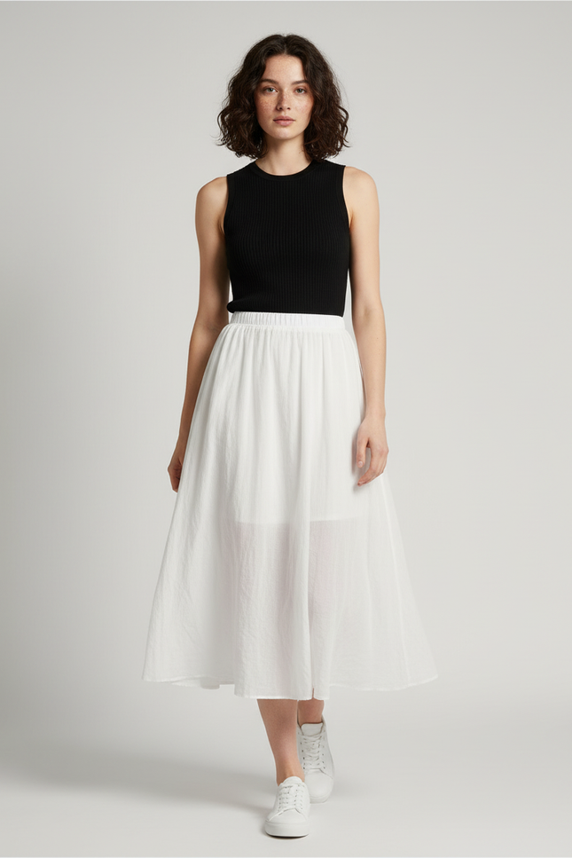 Jupe Longue Blanche Coton Fluide
