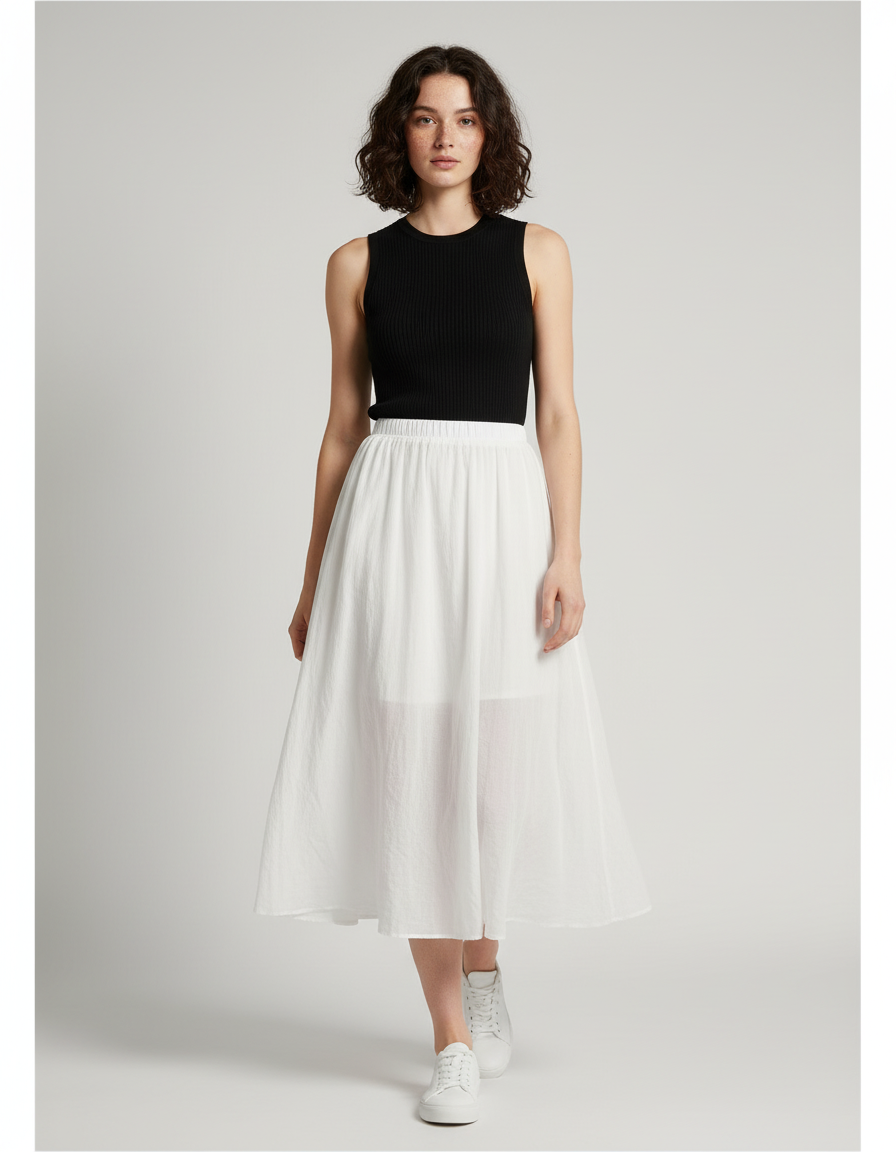 Jupe Longue Blanche Coton Fluide