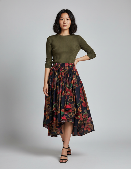 Jupe Longue Motif Floral Irrégulière Bohème Tendance