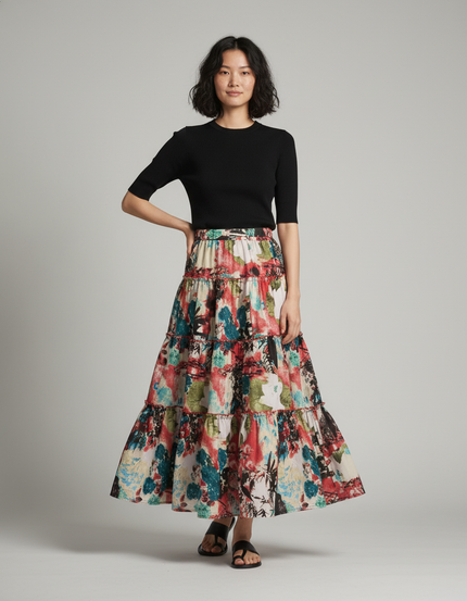 Jupe Longue Imprimée Vintage Bohème Femme