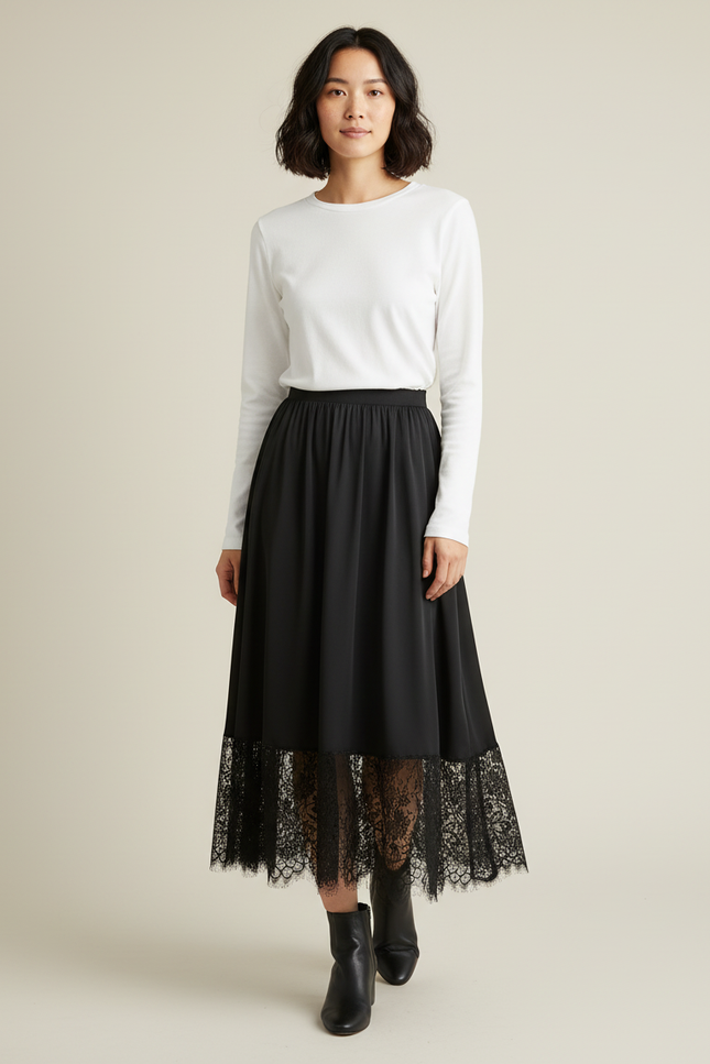 Jupe Longue Crochet Noir