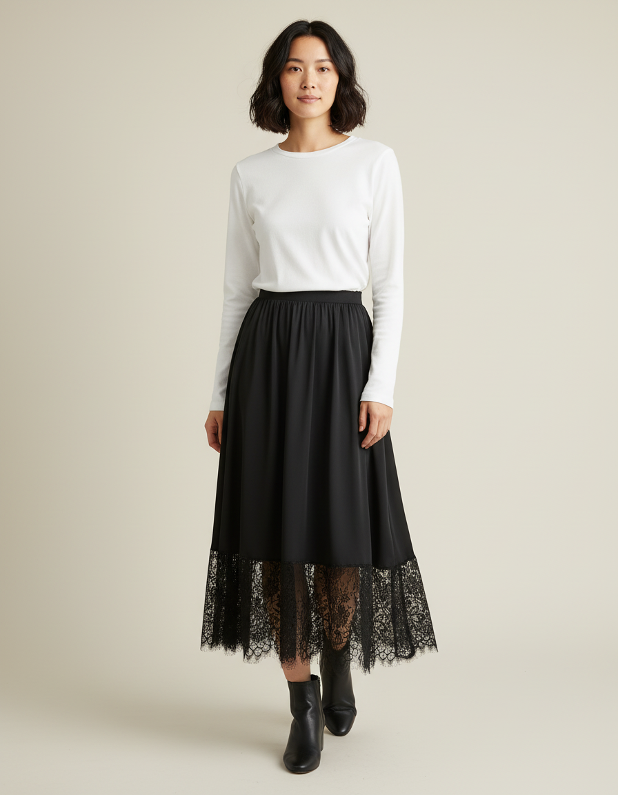 Jupe Longue Crochet Noir