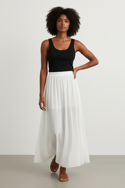 Jupe Longue Blanche Fluide Élégante Chic