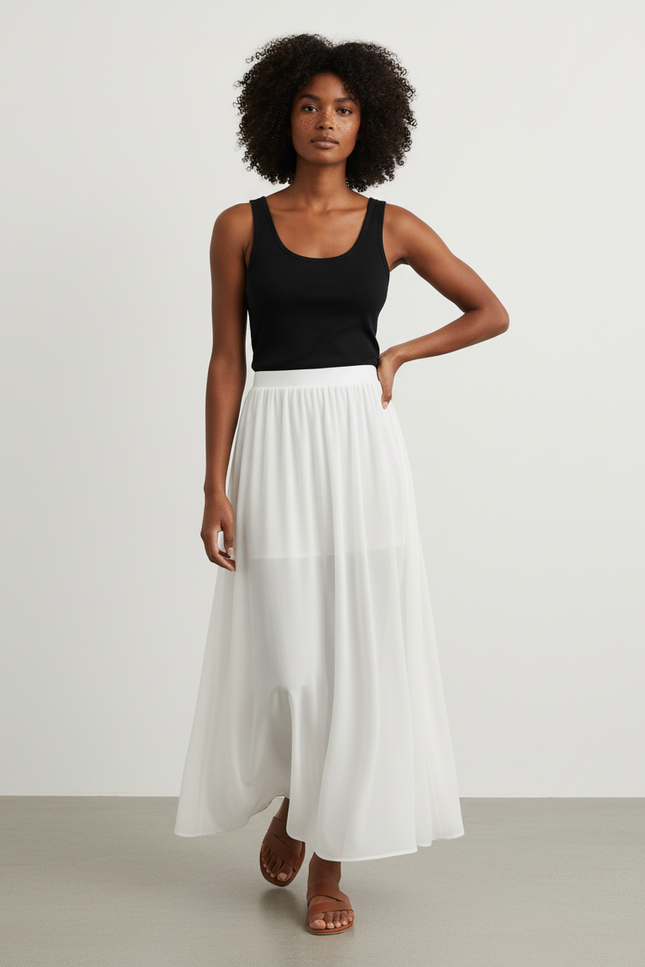 Jupe Longue Blanche Fluide Élégante Chic