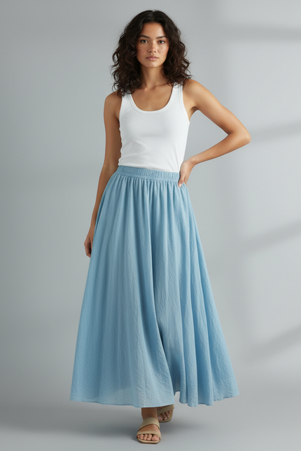 Jupe Longue Femme Bleu