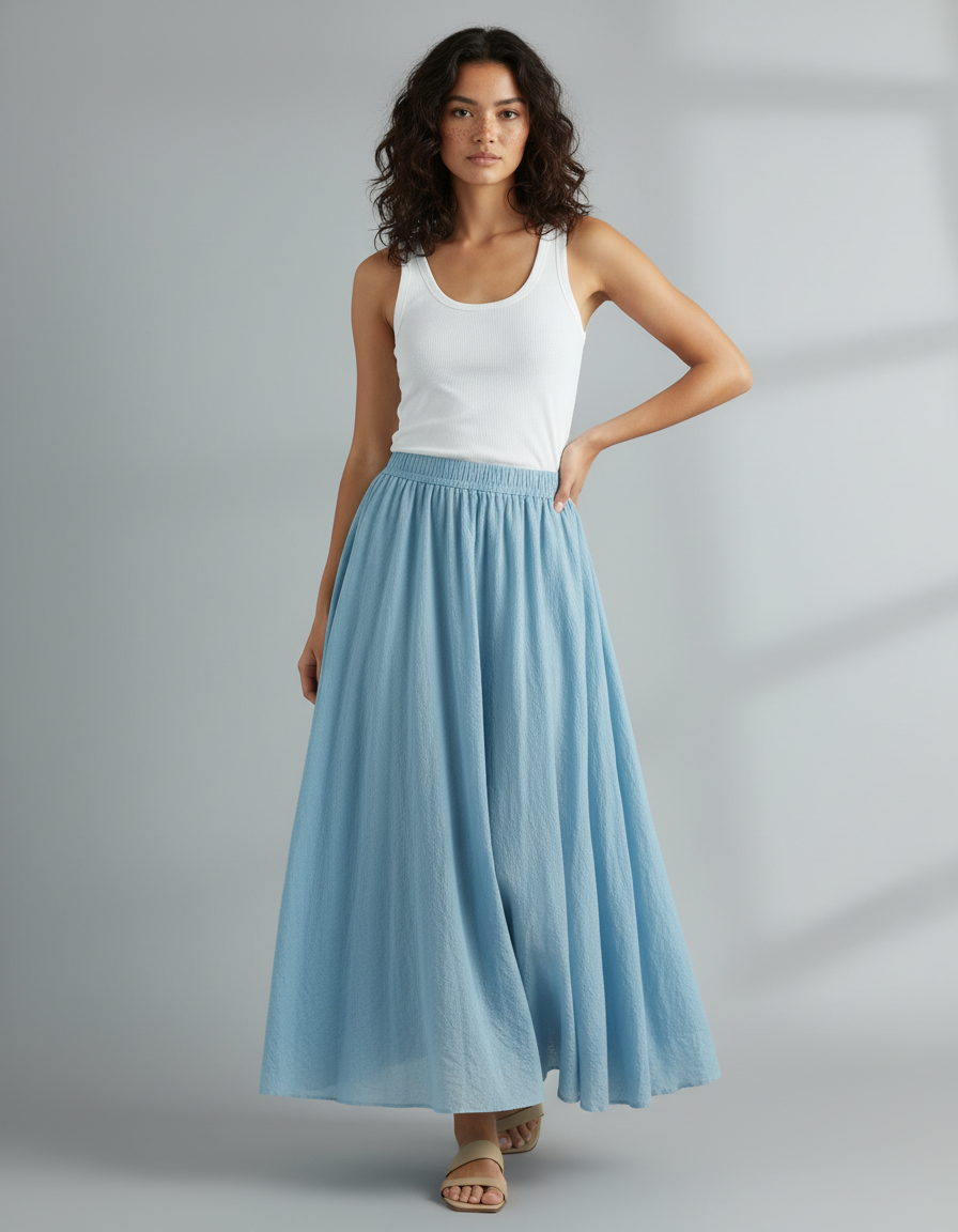 Jupe Longue Femme Bleu