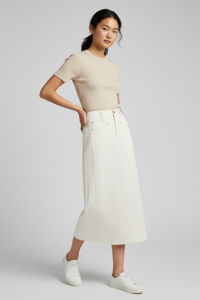 Jupe Longue Écru Droite Élégante