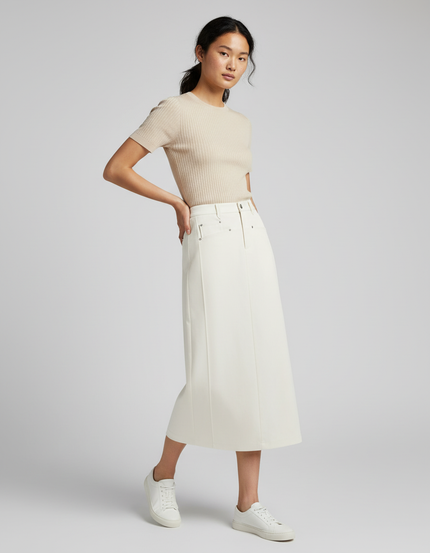 Jupe Longue Écru Droite Élégante