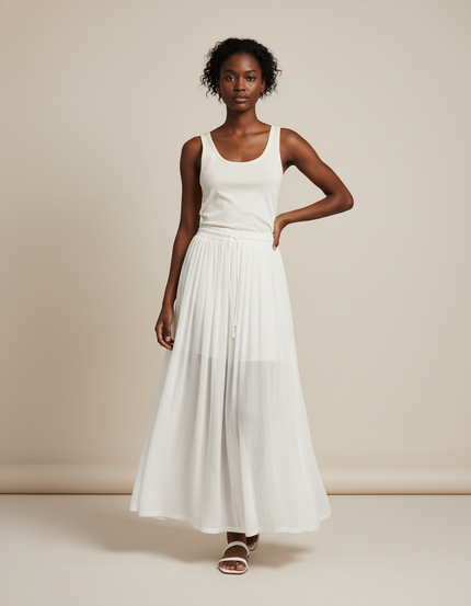 Jupe Longue Blanche Fluide Décontractée