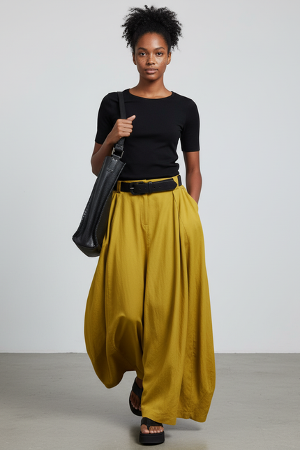 Jupe Longue Jaune Moutarde Ample Fluide