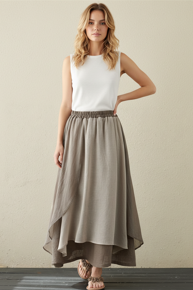 Jupe Longue Coton Lin Asymétrique Fluide