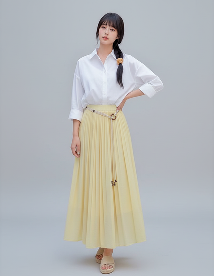 Jupe Longue Jaune Plissée Bohème