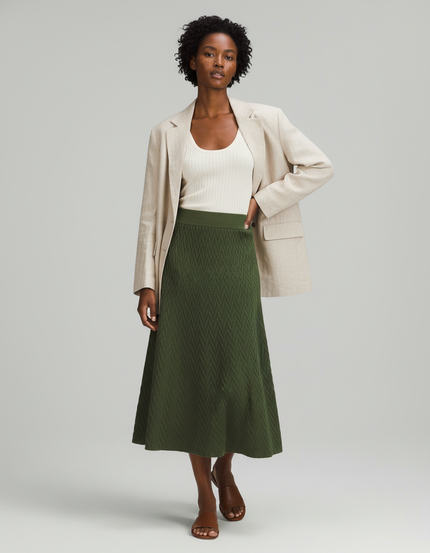 Jupe Longue Vert Texturé Élégante