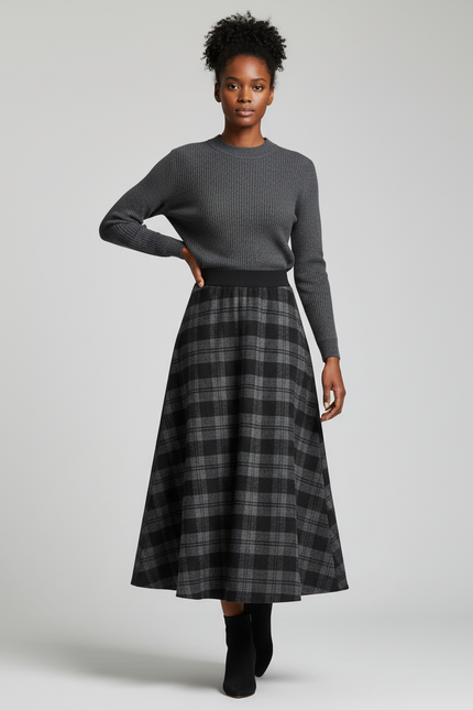 Jupe Tweed Mi-Longue