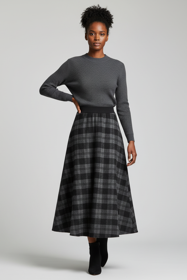 Jupe Tweed Mi-Longue