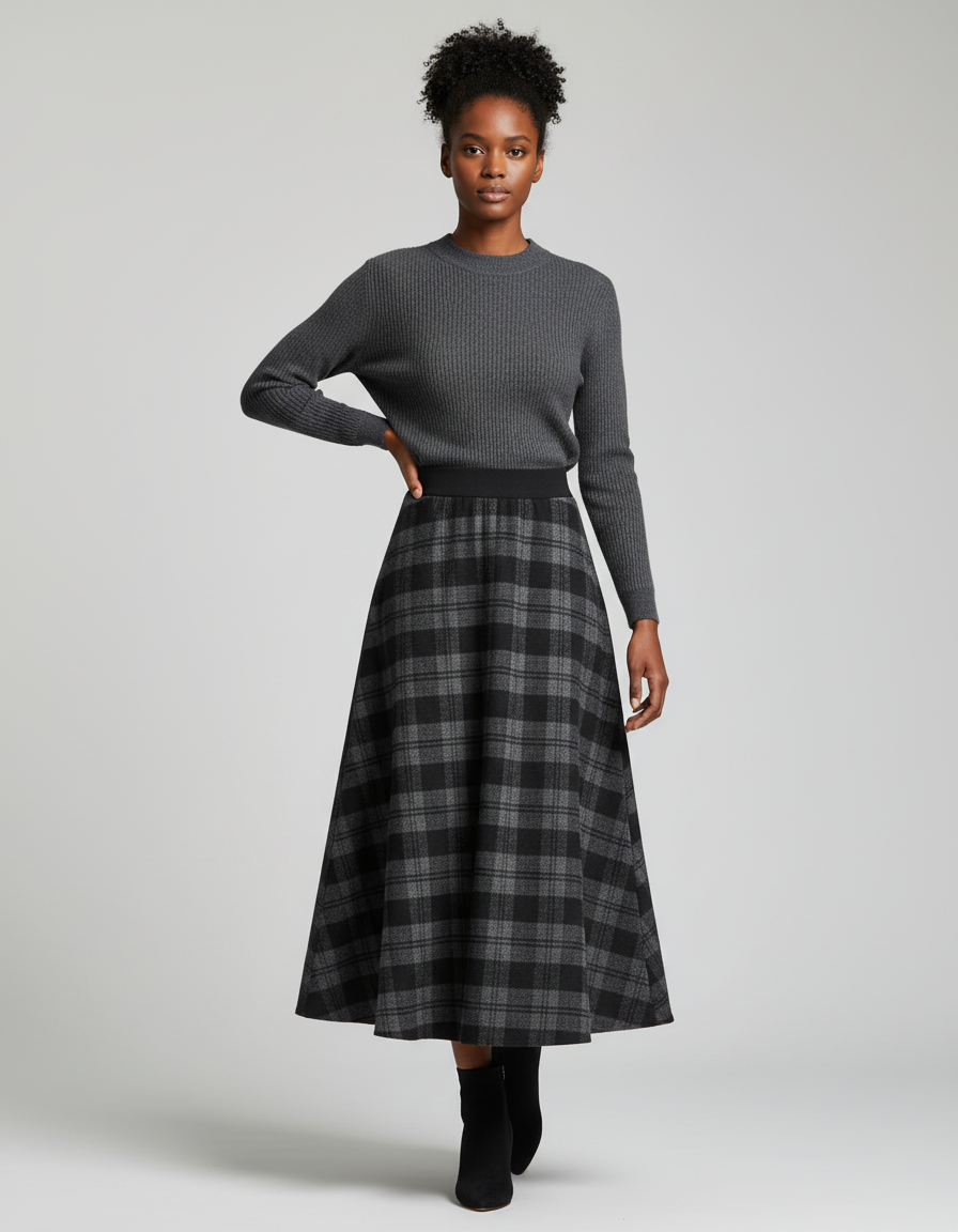 Jupe Tweed Mi-Longue