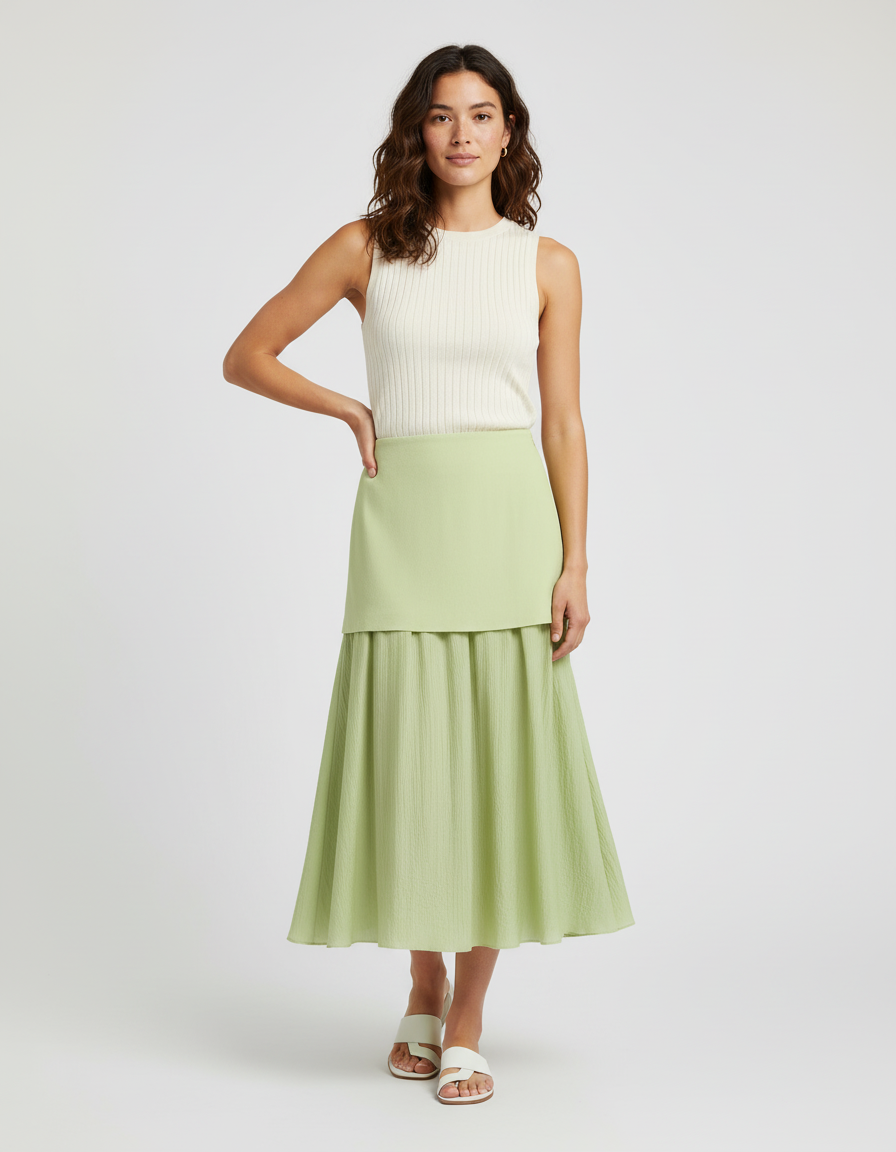Jupe Longue Vert Plissée Élégante
