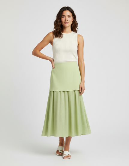 Jupe Longue Vert Plissée Élégante