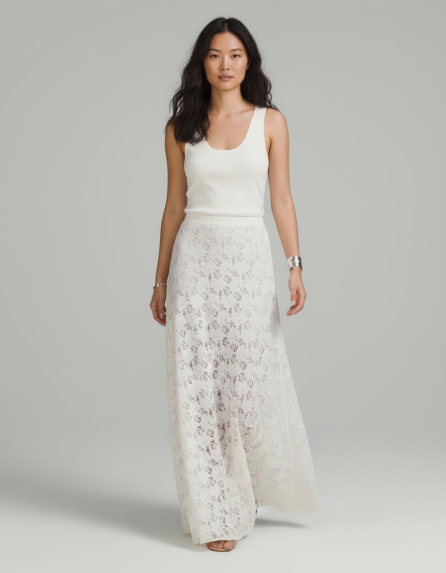 Jupe Dentelle Blanche Longue