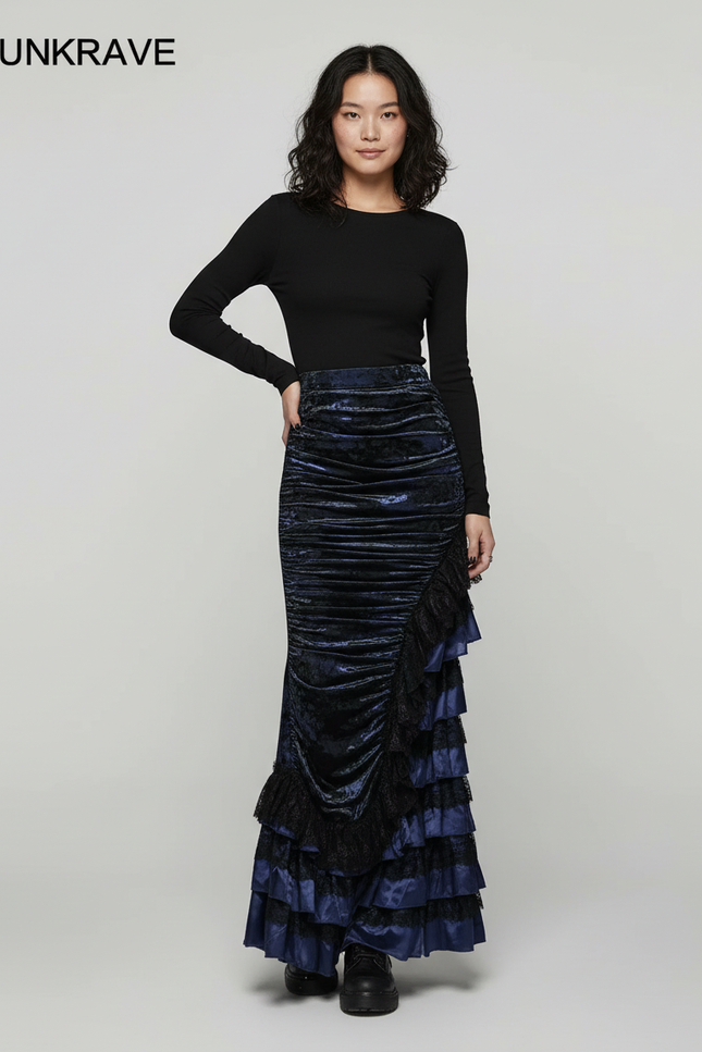 Jupe Longue Velours Asymétrique Élégante