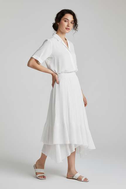 Jupe Longue Taille Haute Plissée