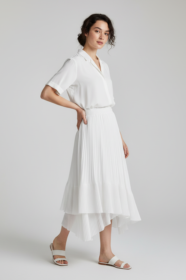 Jupe Longue Taille Haute Plissée