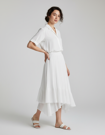 Jupe Longue Taille Haute Plissée