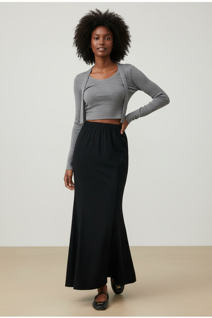 Jupe Longue Noire Sirène Élégante
