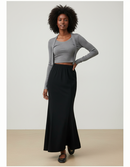 Jupe Longue Noire Sirène Élégante