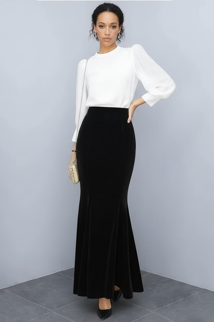 Jupe Longue Velours Sirène Élégante