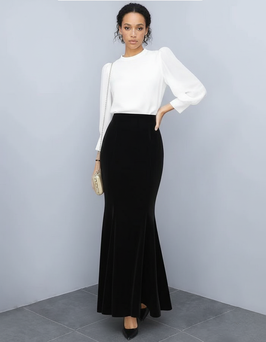 Jupe Longue Velours Sirène Élégante