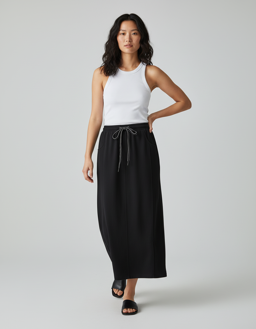 Jupe Longue Noir Ample Décontractée