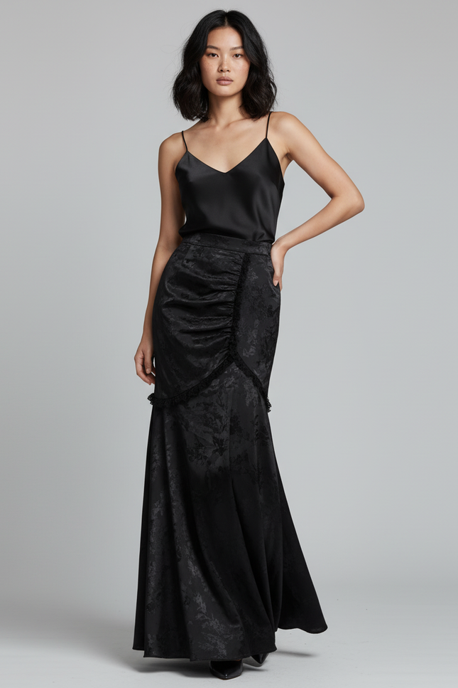 Jupe Longue Velours Jacquard Élégante